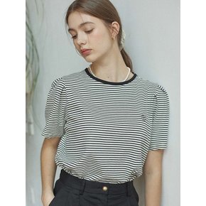 Stripe Puff Sleeve T-shirt - Cream Stripe