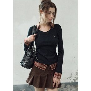 브이넥 셔츠 레이어드 탑 [2COLOR]