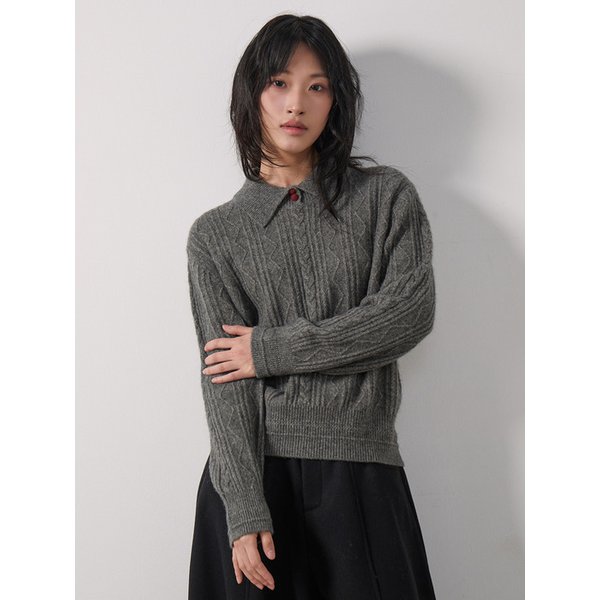 벨로아 앙고라 케이블 울 카라 니트 UBNA_T0006