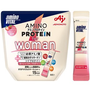 for woman 30 BCAA EAA 아지노모토 아미노 바이탈 아미노 단백질 딸기 맛 스틱 개 입 파우치