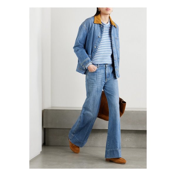 라 리뉴 미니 마리나 크롭 스트라이프 코튼 스웨터 블루 1647597359037383