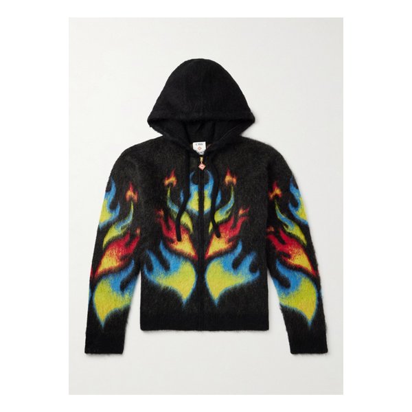 카사블랑카 플레임 로렐 브러시드 모헤어 집업 후디 블랙 46376663162876052