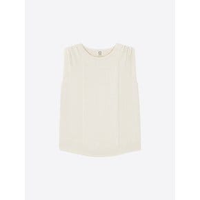 SHIRRING SHOULDER SLEEVELESS WHOLEGARMENT KNIT TOP