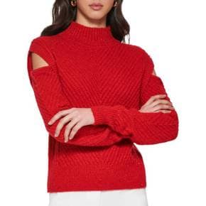 4462691 DKNY Womens Metallic Open-Shoulder Pullover Sweater