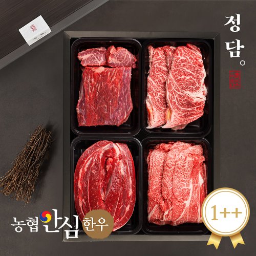 [정담][냉장][농협안심한우]1++(7이상) 꽃등심300g+불고기300g+장조림300g+국거리 300g 한우선물세트