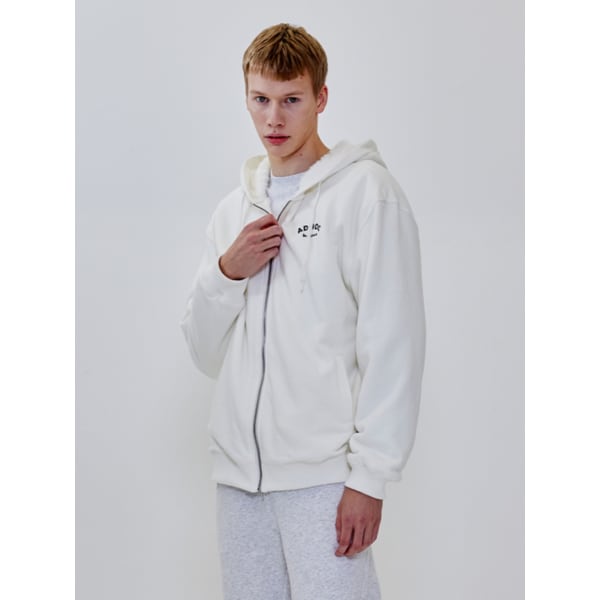 남여공용 베이직 양털 후드 집업 (오프화이트)