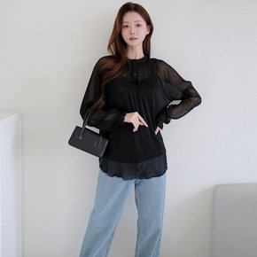 [최초가 79,900원][르포엠]셀레나 시어 글리터 블라우스+이너탑
