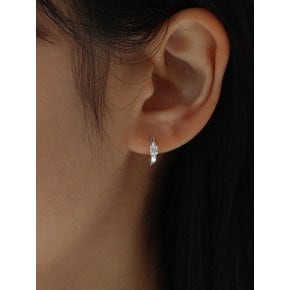 [Silver 925] Single Cubic One-touch Earrings