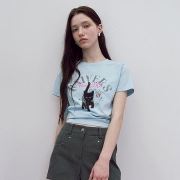 레이브 Black RAIVE Cat Graphic T-Shirt VW5ME604_3color