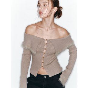 2WAY OFF SHOULDER CARDIGAN (BEIGE)