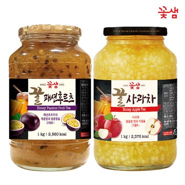  꽃샘 꿀패션후르츠차 1KG +꿀사과차 1KG (과일청)