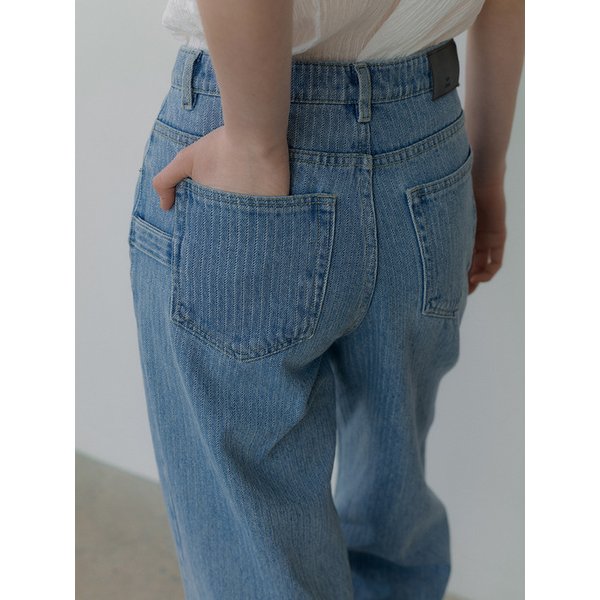 stripe washed denim pants (blue) orc 6002