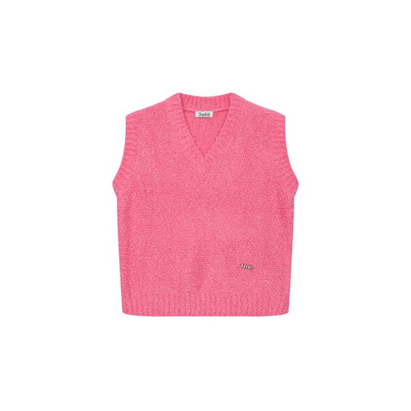 v-neck boukle crop knit vest-U1C45KVT030- U1C45KVT030