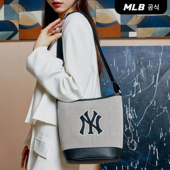 MLB [코리아공식]베이직 빅로고 캔버스 버킷백 NY (Black)