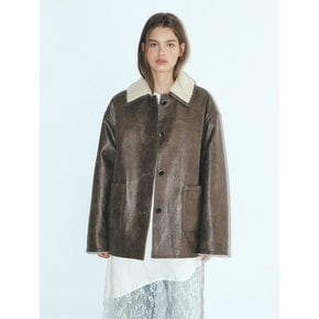 Reversible Leather Mustang Coat, Brown