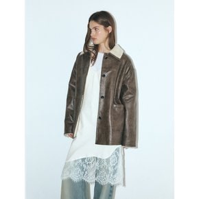 Reversible Leather Mustang Coat, Brown