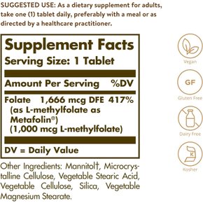 엽산 메타폴린 1000mcg 120타블렛 X 3통 Solgar 엽산