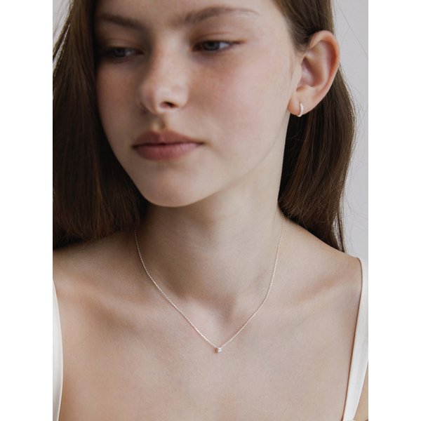 (실버925) 워터 드롭 베젤 체인 목걸이 NZ2419