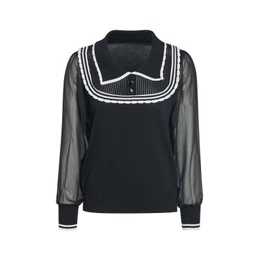 JJ지고트 라인 카라 배색 니트 GN3N1PO32