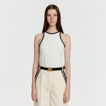 EENK YOUE Contrast Halter Top - White