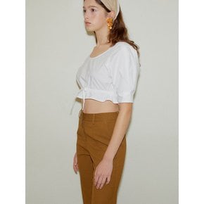 Puff Crop String Blouse - White