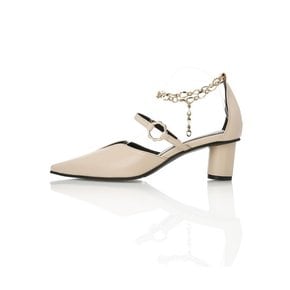 Chain Point Strap Pumps- MD1055 Skin Beige