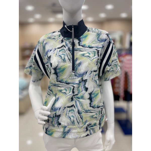 [여주점] 여성 배색 밴드 포인트 우븐 반집업 티셔츠GQ122LTS35