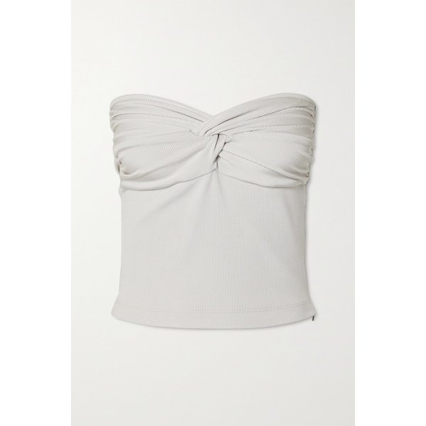 골드사인 스트랩리스 트위스트 프런트 골지 스트레치 저지 탑 실버 38063312419658036