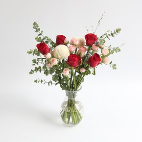 레드 장미 생화꽃다발