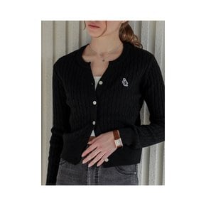 Lossy Cashmere Cable Patch Cardigan_black