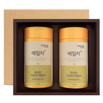 차예마을 국내산 메밀차 100g 2개 지함 선물세트 [쇼핑백 포함]..