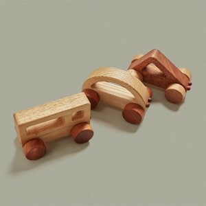 숲소리 장난감자동차-도형자동차3종 원목 장난감