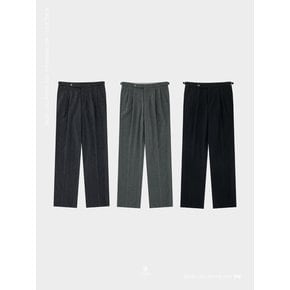 Wool Flannel adjust 2Pleats relaxed Trousers (gray)