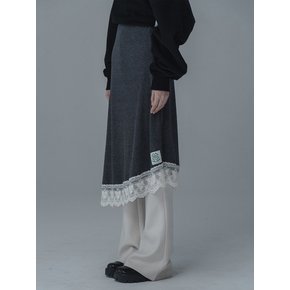 UNBALANCE BENDING KNIT SKIRT_CHARCOAL