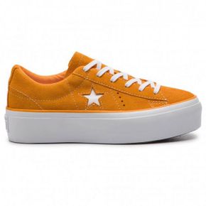 5340169 Converse One Star Platform OX Ladies Bright Orange Suede Sneakers