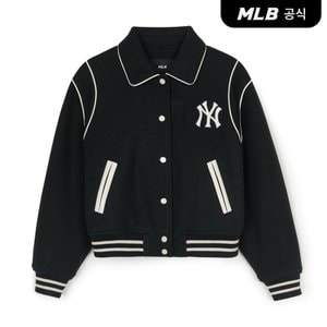 MLB [코리아공식] 여성 울 카라 크롭 바시티자켓 NY (Black)