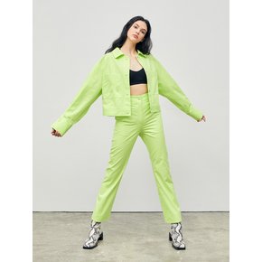 Cropped Snap Shirt Jacket Lime