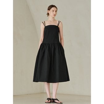 Nouve Bustier Low Waist Shirring Dress - Black