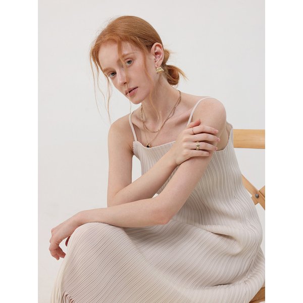 프린 플리츠 슬립 롱 원피스_2colors