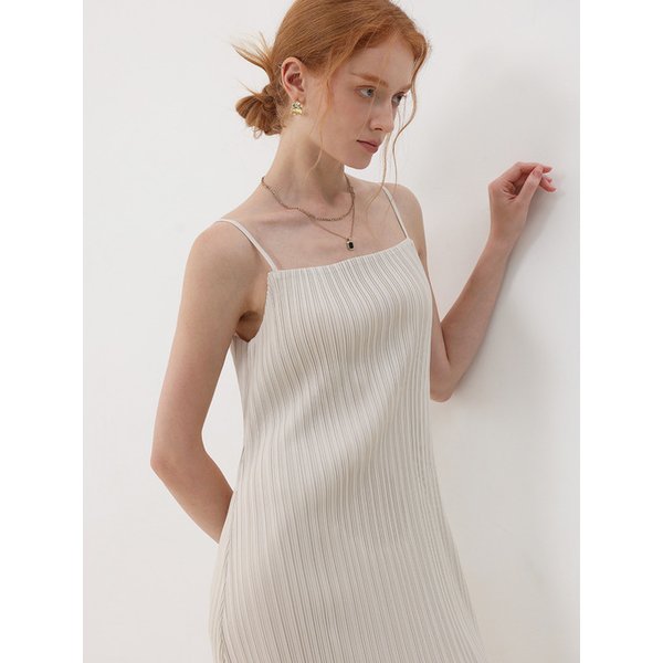 프린 플리츠 슬립 롱 원피스_2colors