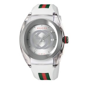 GUCCI YA137102 ASYNC WATCH 구찌 싱크 맨즈 손목시계 스위스제 쿼츠 러버 벨트 화이트 ※주문