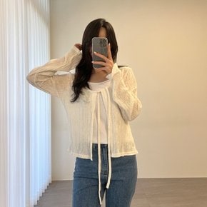 여성 여리여리 링클 리본 살안타 여름 긴팔 오픈 가디건