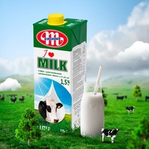 믈레코비타 아이러브밀크 1.5% 저지방 수입멸균우유 1000ml 12개