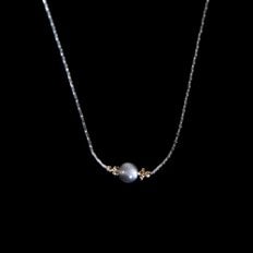 [N240202] Grey Moonstone & 14k,18k Gold Combi Necklace