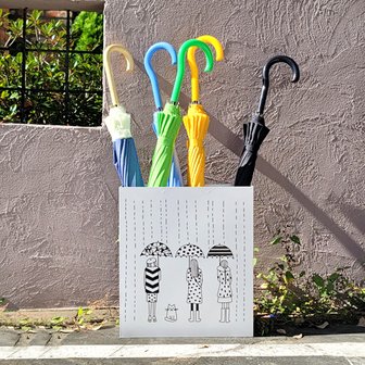 설렘하우스 일러스트 우산꽂이 업소용 철제 대용량 우산통
