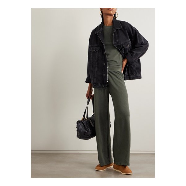 테리 코튼 와이드 트랙 팬츠 그레이 그린 46376663162883613