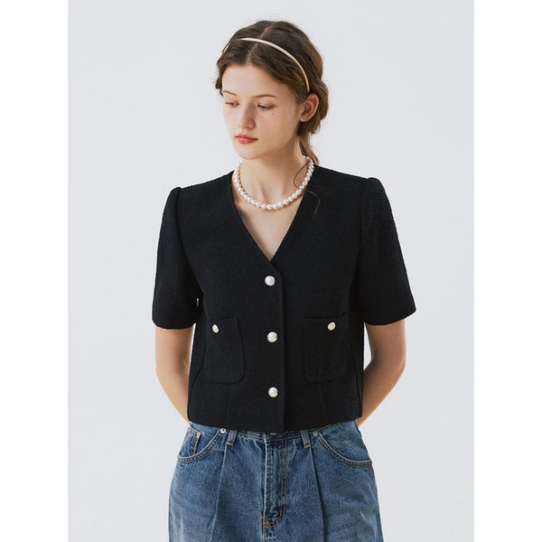 summer tweed jacket black