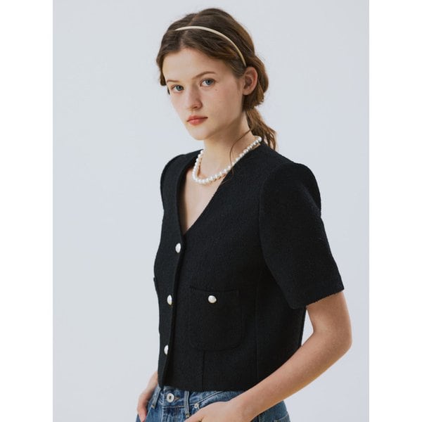 summer tweed jacket black