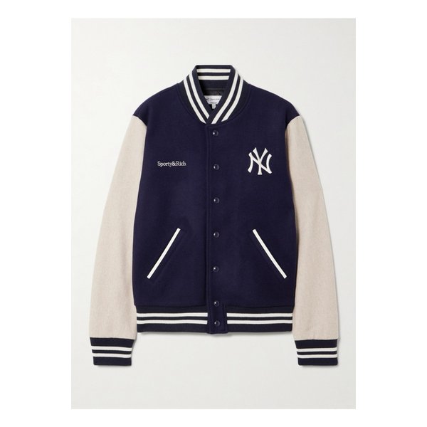 뉴욕 양키즈 챔피언 자수 울 펠트 보머 재킷 블루 1647597360171148