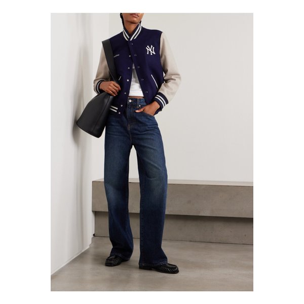 뉴욕 양키즈 챔피언 자수 울 펠트 보머 재킷 블루 1647597360171148